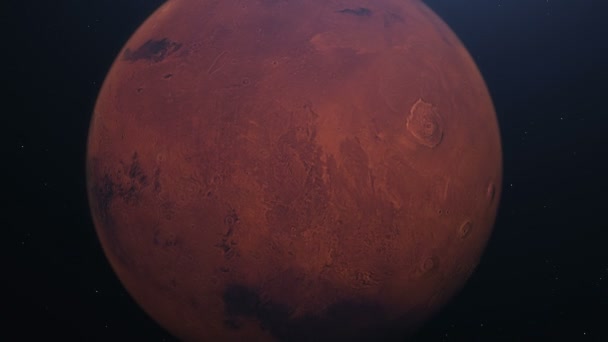Een Baan Mars Mars Ruimte Met Verlichte Kraters Martiaanse Bergen — Stockvideo