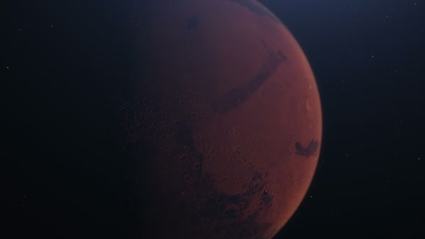 Een Baan Mars Mars Ruimte Met Verlichte Kraters Martiaanse Bergen — Stockvideo