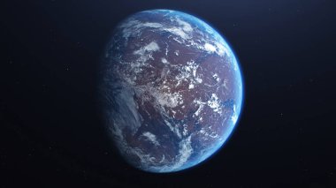 Mars 'ı dünyalaştırma sürecinin 3 boyutlu yansıması. Kızıl Gezegen 'in insanlığın kolonileşmesinin bir sonucu olarak atmosfer ve bulutların aşamalı görünümü. Bu görüntünün elementleri NASA tarafından desteklenmektedir