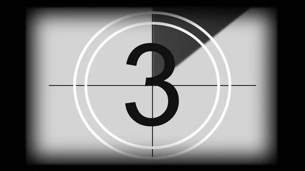 Rendering Monochrome Universal Countdown Film Leader Countdown Clock Design Element — Stock Photo, Image