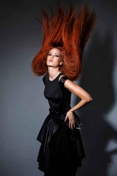 Beautiful red-haired fashion model posing — Stock Photo, Image
