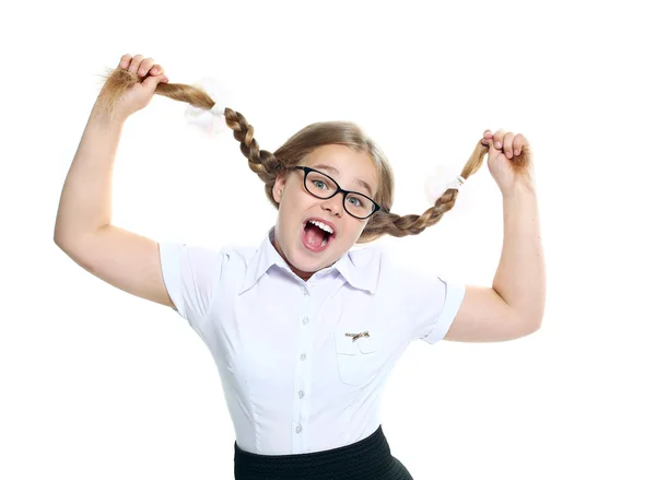 Portret van emotionele tiener schoolmeisje — Stockfoto