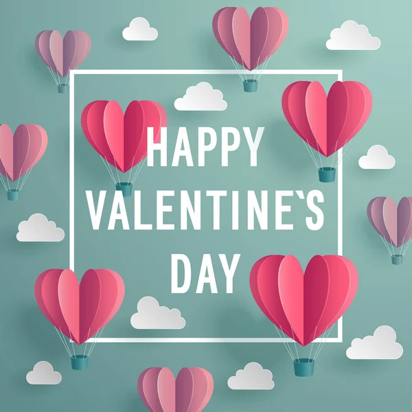 Carte d'invitation Saint-Valentin avec ballons à air en forme de coeur . — Image vectorielle