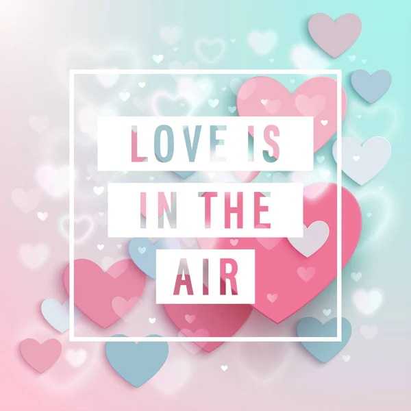 Tarjeta de invitación del día de San Valentín con globos de aire en forma de corazón . Gráficos vectoriales