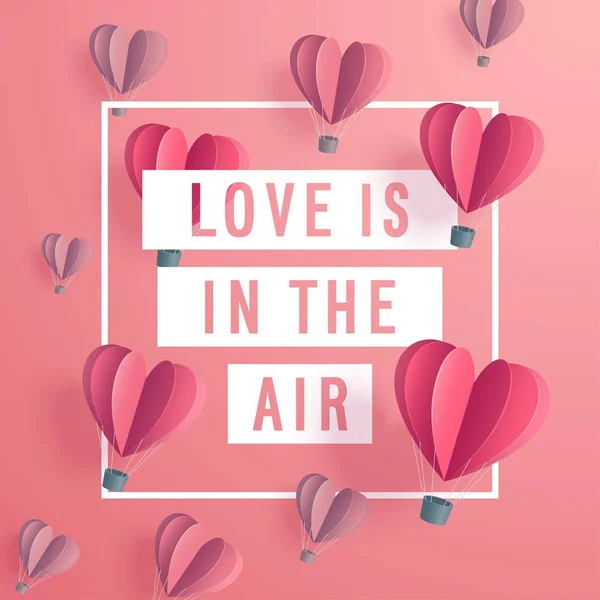 Walentynki karty zaproszenie z powietrza balony w kształcie serca. Ilustracje Stockowe bez tantiem