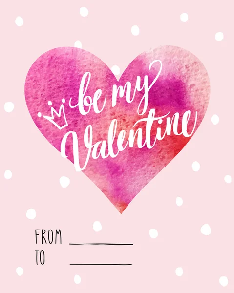 Cartões de Dia dos Namorados com coração aquarela . — Vetor de Stock