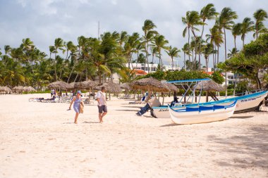 Punta Cana, Dominik Cumhuriyeti - 22 Mayıs 2017: kumsal görünümünü. Metin için yer kopyalayın.                       