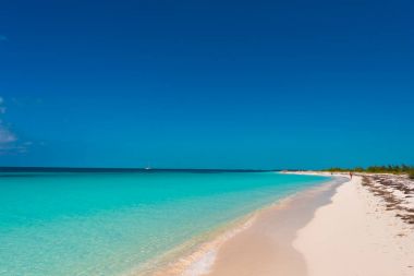Kumlu plaj Playa cennet, ada, Cayo Largo, Küba. Metin için yer kopyalayın.