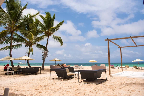 Punta Cana, Dominik Cumhuriyeti - 22 Mayıs 2017: plaj Cafe görünümünü. Metin için yer kopyalayın.                       