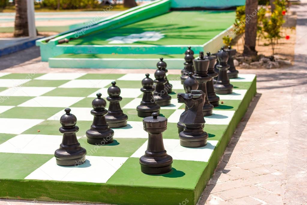 Big chess board and chess on the street, Cayo Largo, Cuba. 