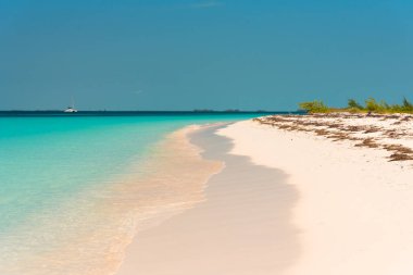 Kumlu plaj Playa cennet, ada, Cayo Largo, Küba. Metin için yer kopyalayın.