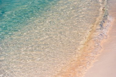 Cayo Largo, Küba plaj dalga yakın çekim. Yakın çekim.