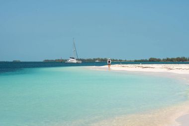 Kumlu plaj Playa cennet, ada, Cayo Largo, Küba. Metin için yer kopyalayın.