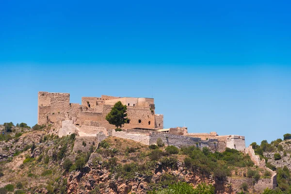 Veduta del castello di Miravet, Tarragona, Catalogna, Spagna. Copia spazio per testo . — Foto Stock