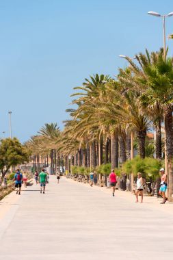 Sitges, Catalunya, İspanya - 20 Haziran 2017: Görünüm set of. Metin için yer kopyalayın. Dikey.