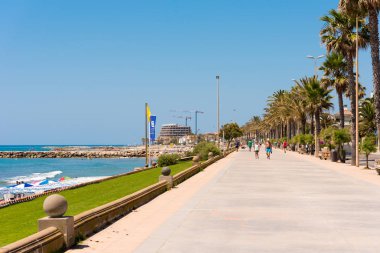 Sitges, Catalunya, İspanya - 20 Haziran 2017: Görünüm set of. Metin için yer kopyalayın.
