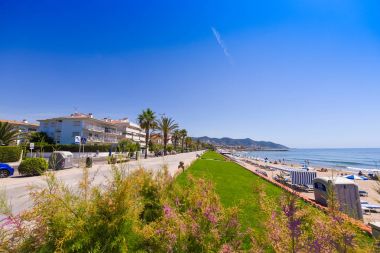 Sitges, Catalunya, İspanya - 20 Haziran 2017: Görünüm set of. Metin için yer kopyalayın.