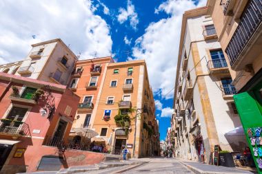 Tarragona, İspanya - 1 Mayıs 2017: Old Town görünümünü. Metin için yer kopyalayın.