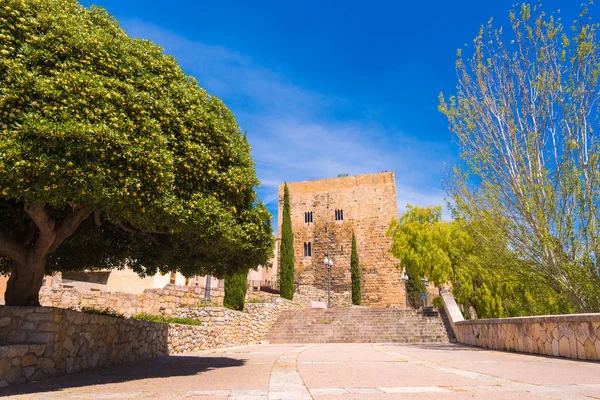 Tarragona, Spanyolország - 2017. május 1.: Régi épületben, római örökség, Torre del Pretori-torony. Hely, a szöveg másolása. — Stock Fotó