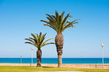 Seafront, sahil İspanya Catalunya Miami Platja, Tarragona, İspanya. Metin için yer kopyalayın.