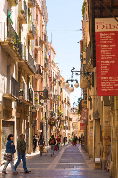 TARRAGONA,SPAIN - MAY 1, 2017: European street. Vertical