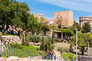 Tarragona, İspanya - 1 Mayıs 2017: Old Town görünümünü. Metin için yer kopyalayın.