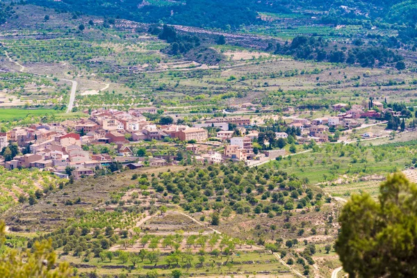 Vista del bosque y la ciudad en la provincia de Cataluña, España. Vista superior . — Foto de Stock
