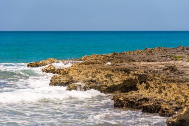 Bayahibe, La Altagracia, Dominik Cumhuriyeti kayalık Beach'te. Metin için yer kopyalayın.