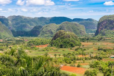 Vinales Vadisi, Pinar del Rio, Küba görünümünü. Metin için yer kopyalayın.