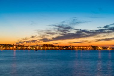Setin gün batımında, Cambrils, Catalunya, İspanya. Metin için yer kopyalayın.