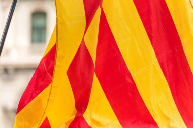Bir estelada, Katalan ayrılıkçı bayrak, Barcelona, Catalunya, İspanya. Yakın çekim.