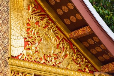 Louangphabang, Laos tapınakta duvar kısma. Yakın çekim.