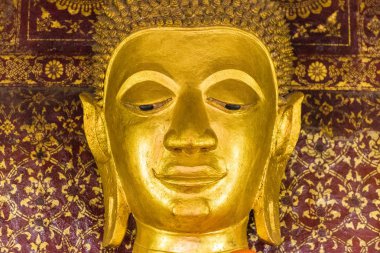 Bir Budist Tanrı, Louangphabang, Laos heykeli. Yakın çekim. 