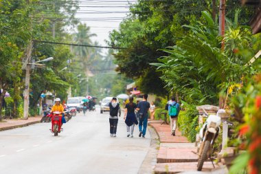 Louangphabang, Laos - 11 Ocak 2017: Şehir manzarası. Metin için yer kopyalayın.