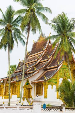 Louangphabang, Laos Wat Siengthon tapınakta görünümünü. Dikey. 