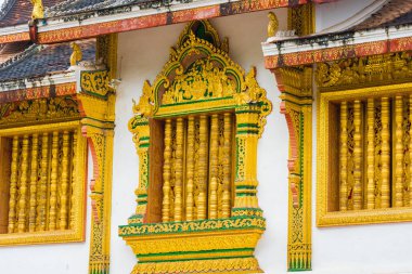 Louangphabang, Laos tapınakta duvar kısma. Yakın çekim. 