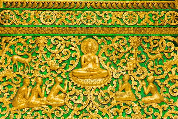 The bas-relief on the wall of the temple in Louangphabang, Laos. Close-up. — Stock Photo, Image