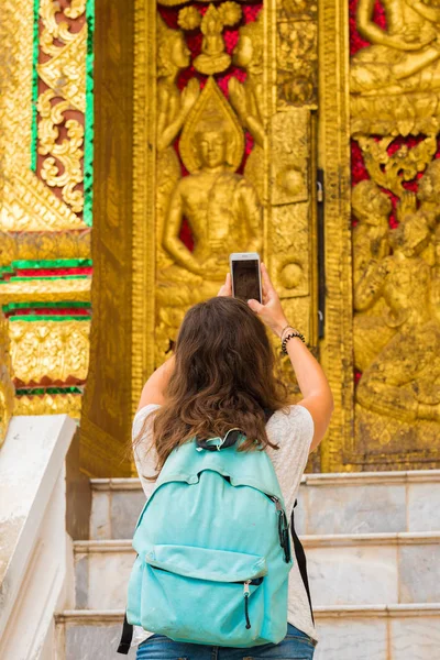 Louangphabang, Laos tapınakta duvar kısma. Yakın çekim. Dikey.