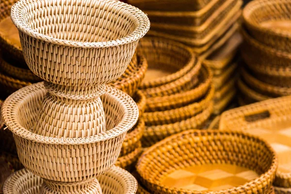 Vista das cestas de vime em Louangphabang, Laos. Close-up . — Fotografia de Stock
