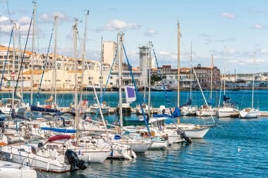 Sete, Fransa - 10 Eylül, 2017:View yat ile bağlantı noktasının. Metin için yer kopyalayın.                   