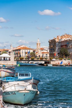 Sete, Fransa - 10 Eylül 2017: Görünümünü Sete Kraliyet kanalda. Metin için yer kopyalayın. Dikey.              