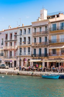 Sete, Fransa - 10 Eylül 2017: Görünümünü Sete Kraliyet kanalda. Metin için yer kopyalayın. Dikey.              