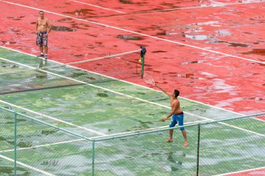 Küba, Havana - 5 Mayıs 2017: Görünümünü Tenis Kortu. Yakın çekim.                 
