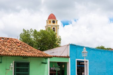 Şehir binaları, Trinidad, Sancti Spiritus, Küba görünümünü. Metin için yer kopyalayın