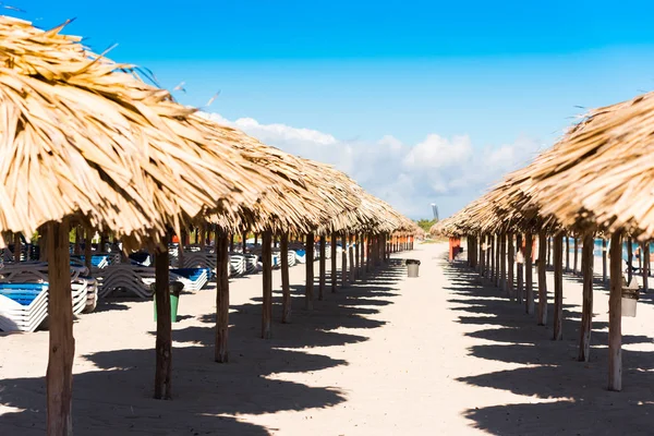Вид на піщаному пляжі в Варадеро, Матансас, куба. Копія простір для тексту. — стокове фото