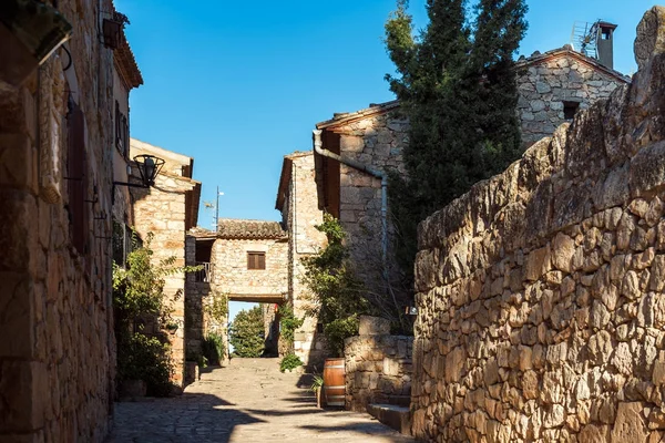 Siurana、タラゴナ、スペインの村の建物の眺め。コピーのテキストのための領域. — ストック写真