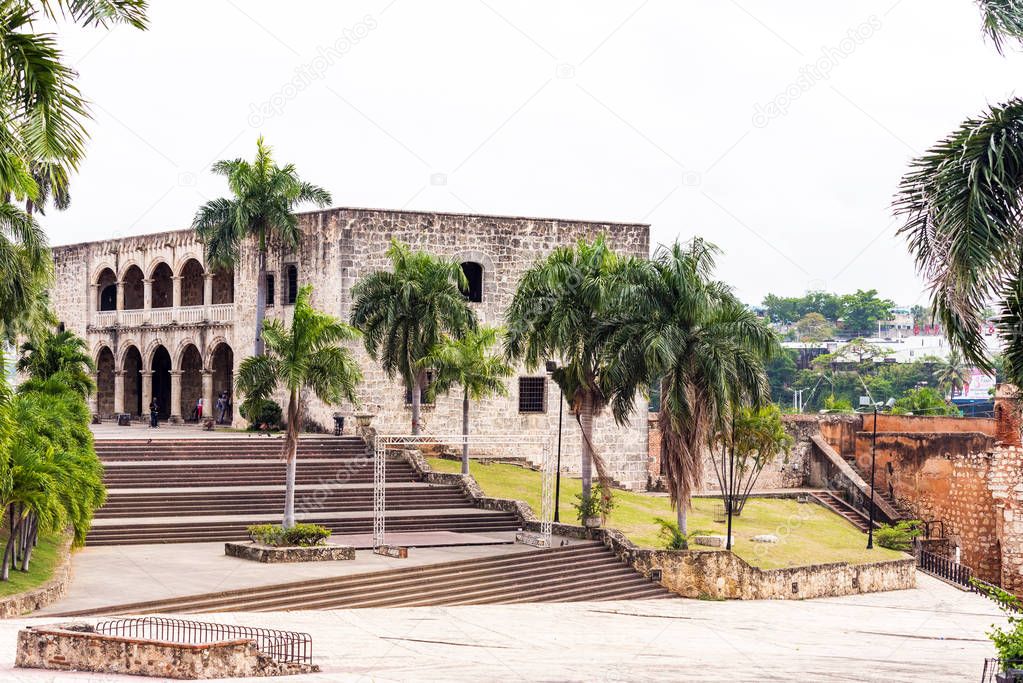 The house of Columbus, the first stone building built in Santo Domingo, Dominican Republic. Copy space for text.                   