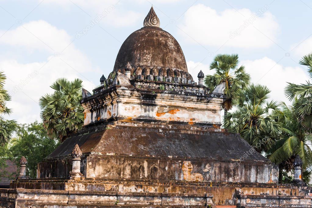 Pagoda in the temple Wat Sensoukaram in Louangphabang, Laos. Vertical