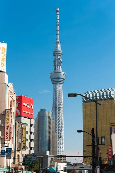 Tokio Japonia Października 2017 Widok Wieży Telewizyjnej Tle Błękitnego Nieba — Zdjęcie stockowe