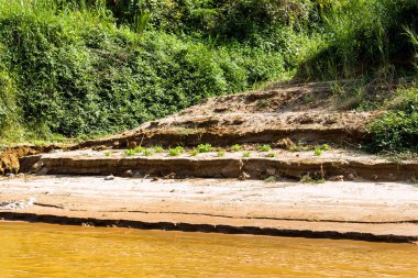 Luang Prabang, Laos Nam Han Nehri Nam Khan Nehri'nin kıyısında. Metin için yer kopyalayın.
